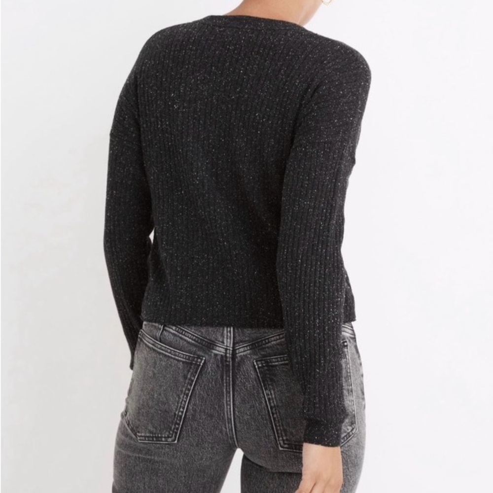 Madewell Donegal Lawson Crop Pullover Sweater in True Black - Picture 3 of 8